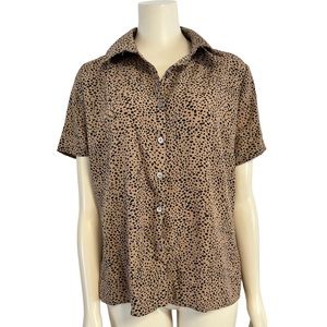 Foreveve 21 Cheetah Animal Print Button Shirt Womens Large Brown Black.‎
